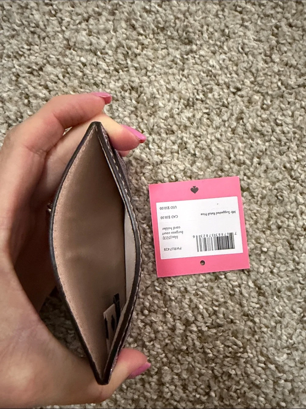 kate spade Glitter Card Holder in Lilac Sparkle